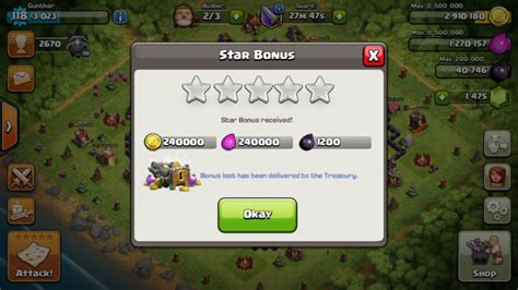 clash of clans star bonus